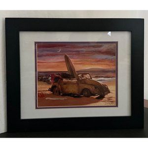 Hawaiian Cruiser Art by Darshan Zenith Print '52 VW Cabriolet Signed and Framed